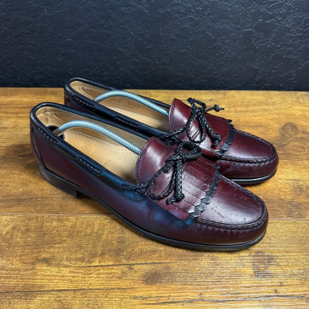 Allen Edmonds Woodstock 37564 Burgundy Leather Kiltie Tassel Loafers Mens 12 C